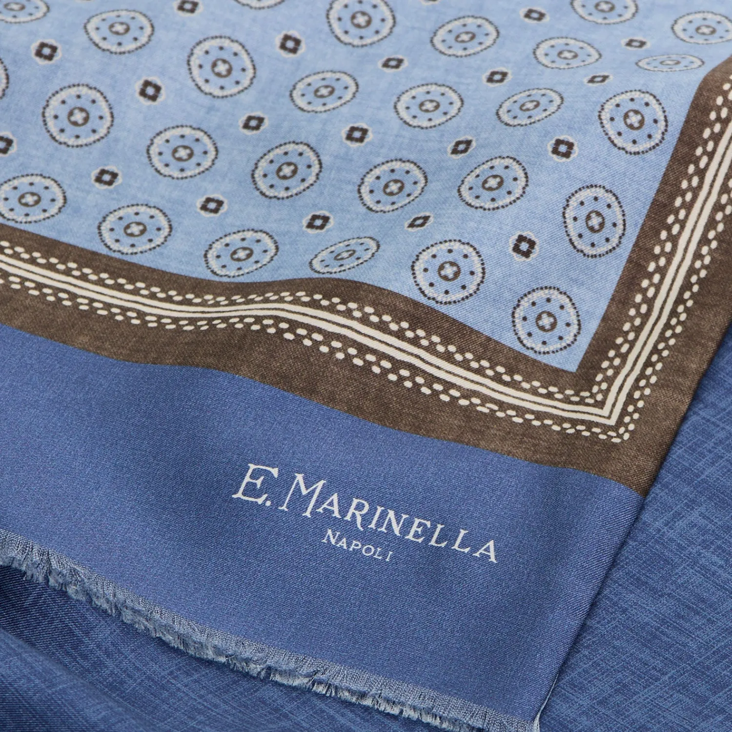 E.Marinella Sciarpe In Seta|SCIARPA TUBOLARE AZZURRA IN SETA TWILL Classic daisy