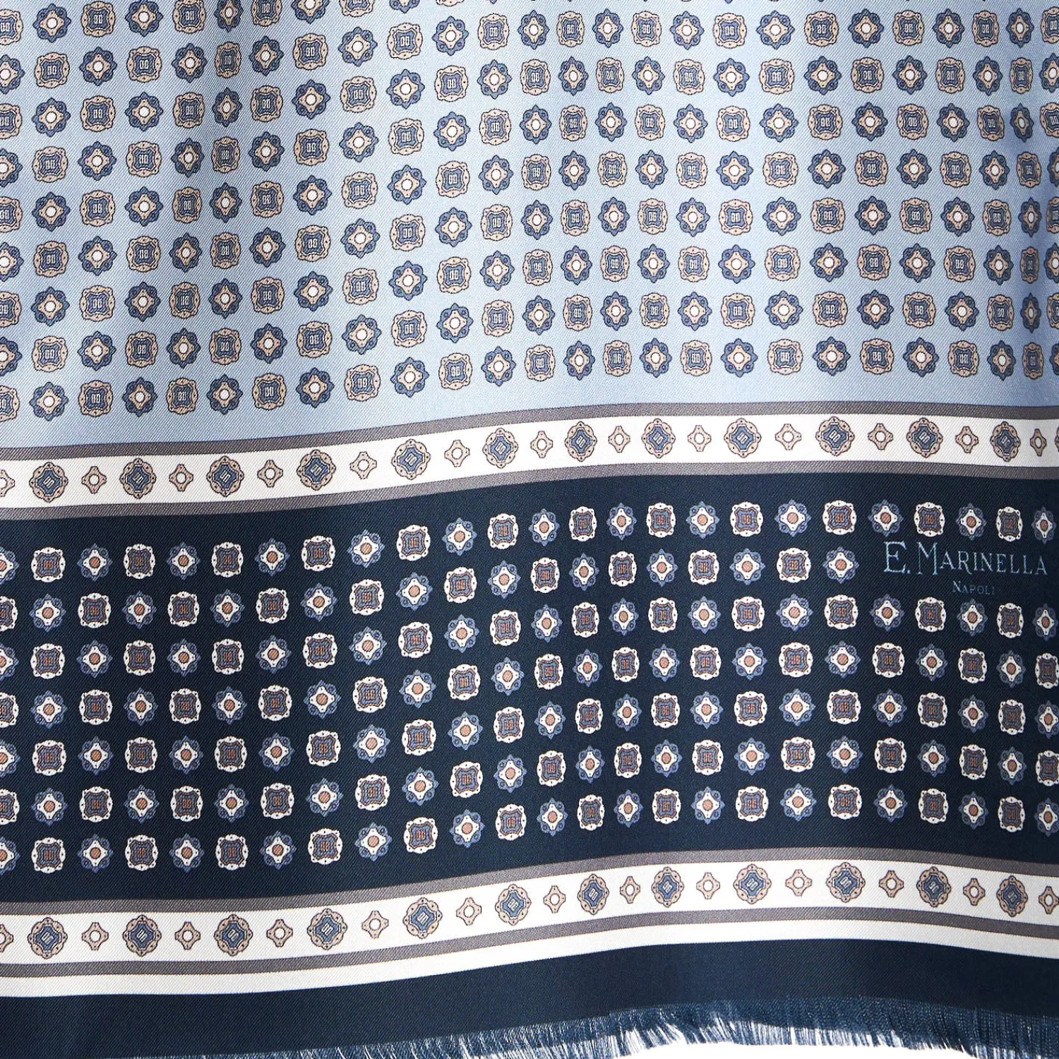 E.Marinella Sciarpe In Seta|SCIARPA TUBOLARE AZZURRA IN SETA TWILL Busy pattern