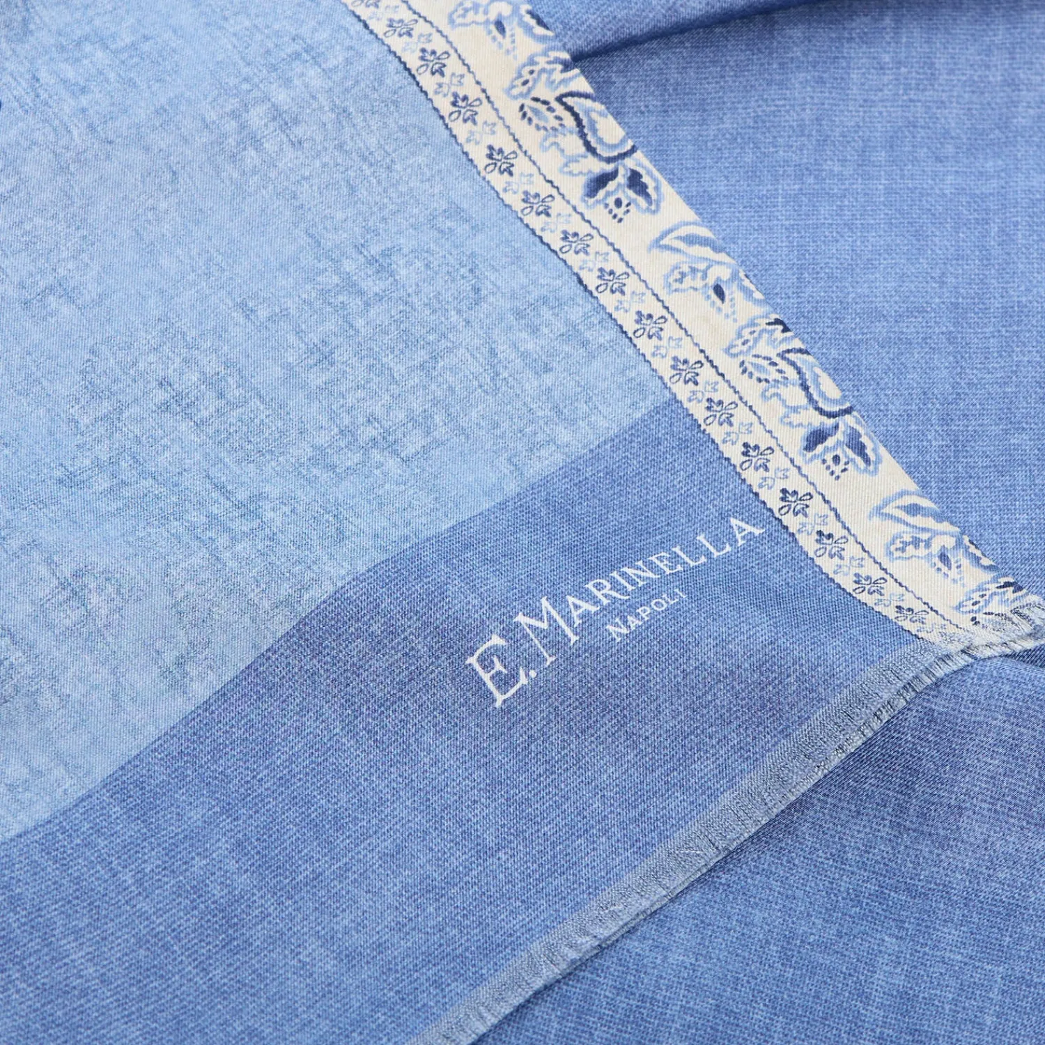 E.Marinella Sciarpe In Seta|SCIARPA TUBOLARE AZZURRA IN SETA TWILL Paisley pattern