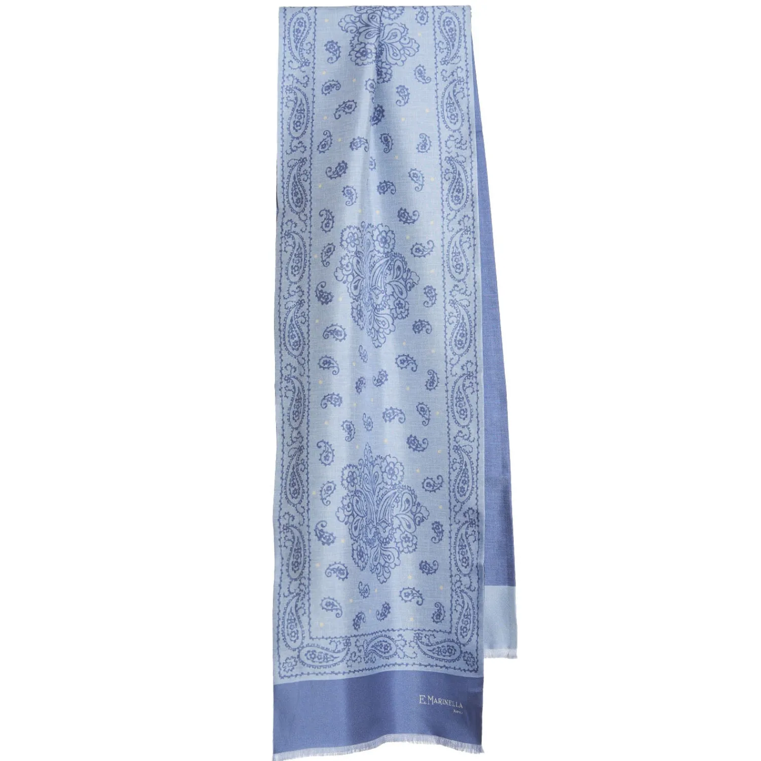 E.Marinella Sciarpe In Seta|SCIARPA TUBOLARE AZZURRO POLVERE IN SETA TWILL Paisley