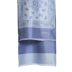 E.Marinella Sciarpe In Seta|SCIARPA TUBOLARE AZZURRO POLVERE IN SETA TWILL Paisley