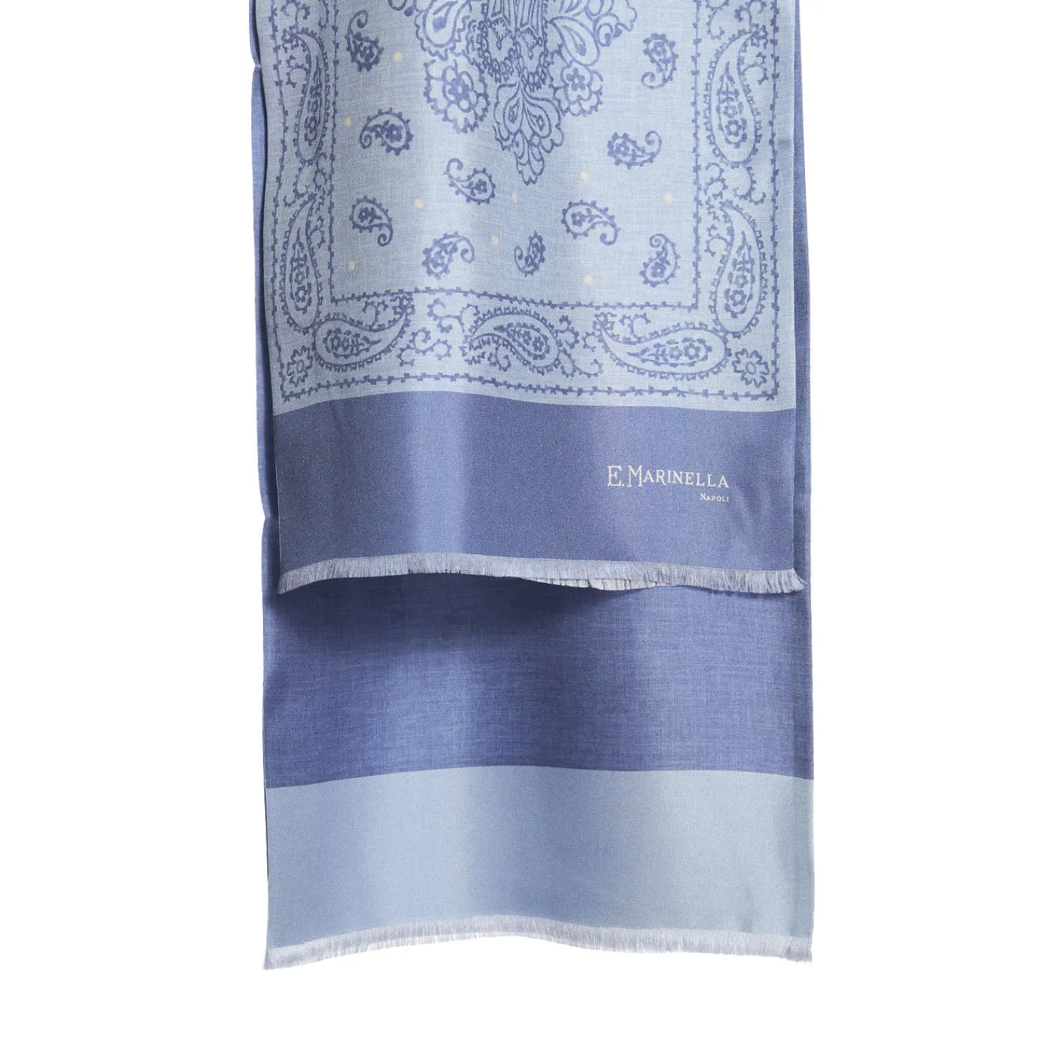 E.Marinella Sciarpe In Seta|SCIARPA TUBOLARE AZZURRO POLVERE IN SETA TWILL Paisley