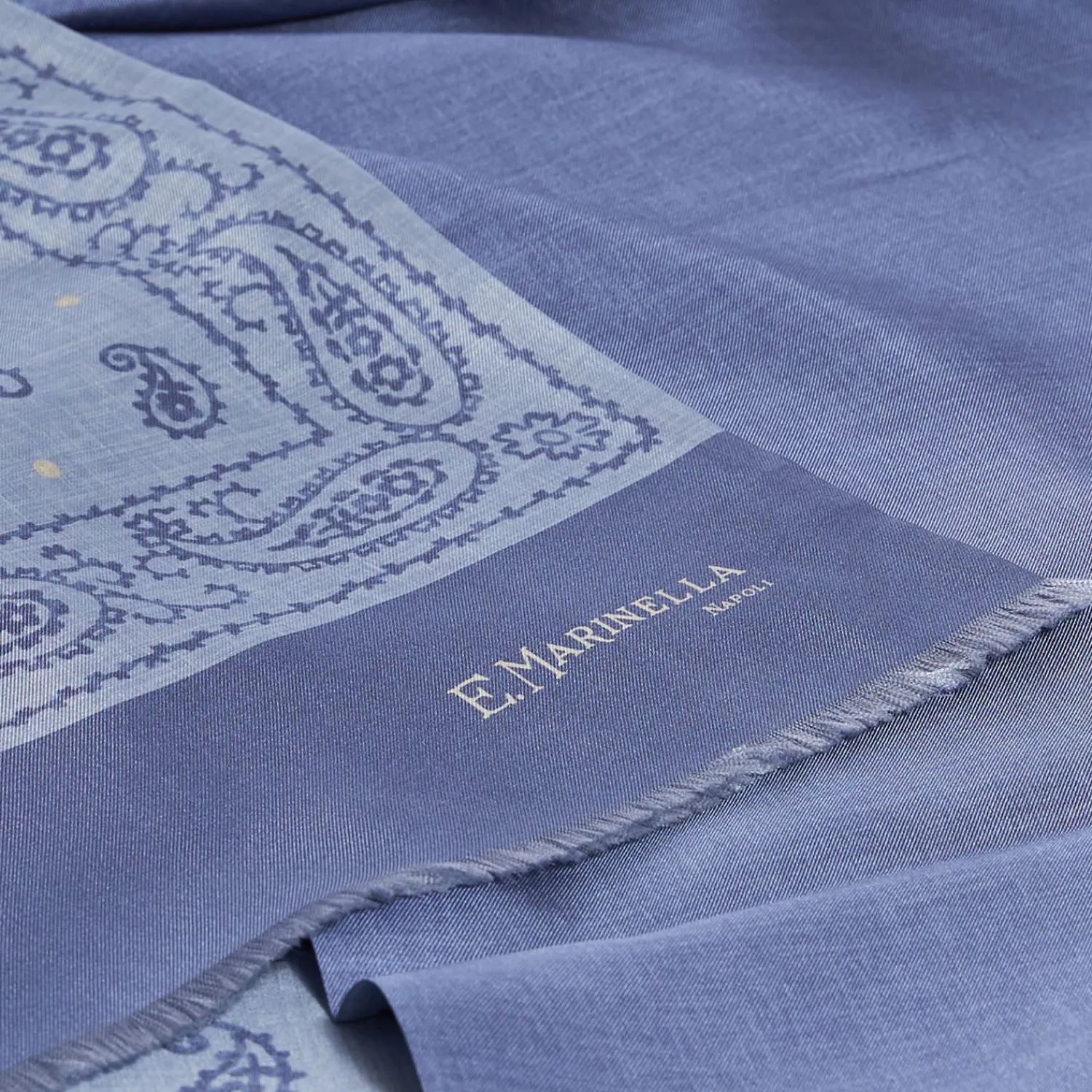 E.Marinella Sciarpe In Seta|SCIARPA TUBOLARE AZZURRO POLVERE IN SETA TWILL Paisley