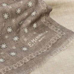 E.Marinella Sciarpe Invernali|SCIARPA TUBOLARE BEIGE IN LANA E SETA Microfantasia fiore