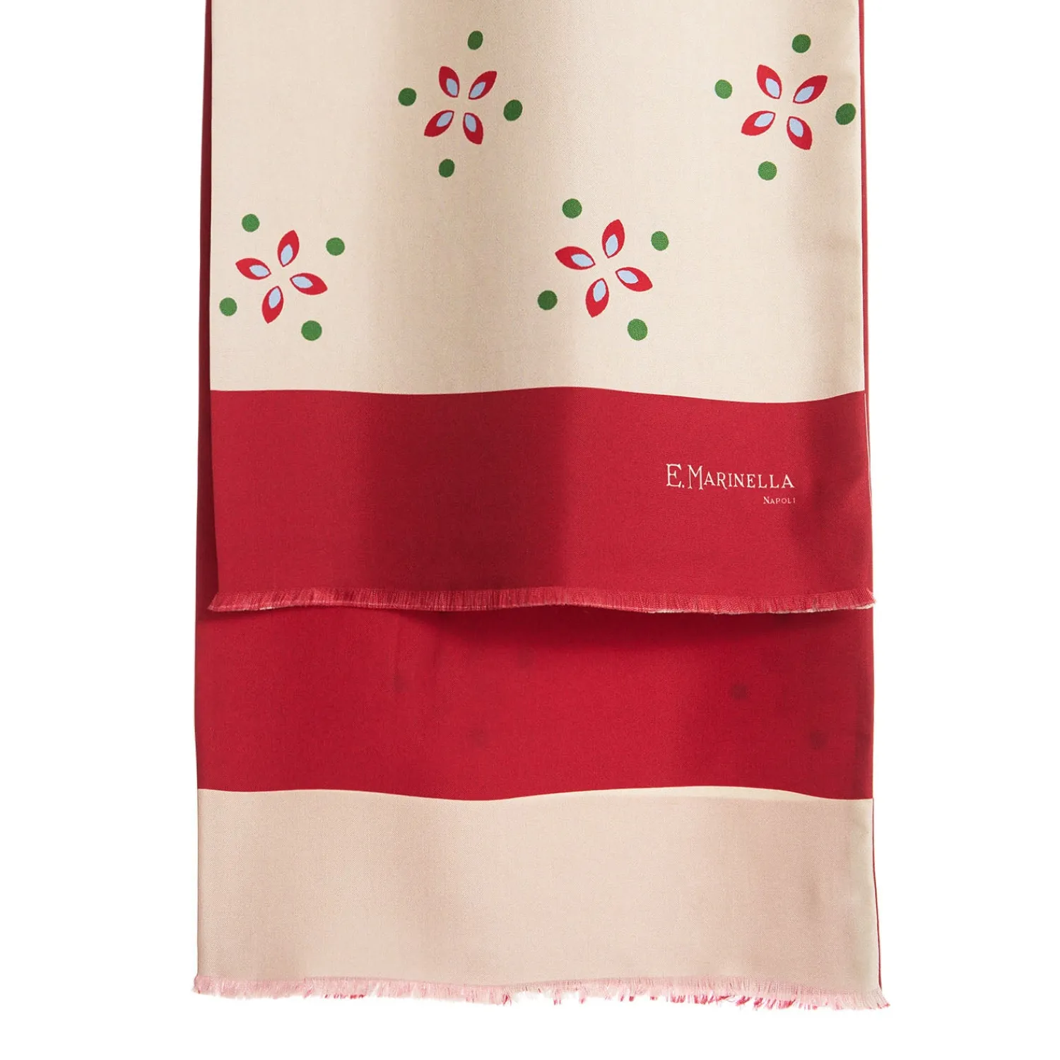 E.Marinella Sciarpe In Seta|SCIARPA TUBOLARE BEIGE IN SETA TWILL Pois e fiori
