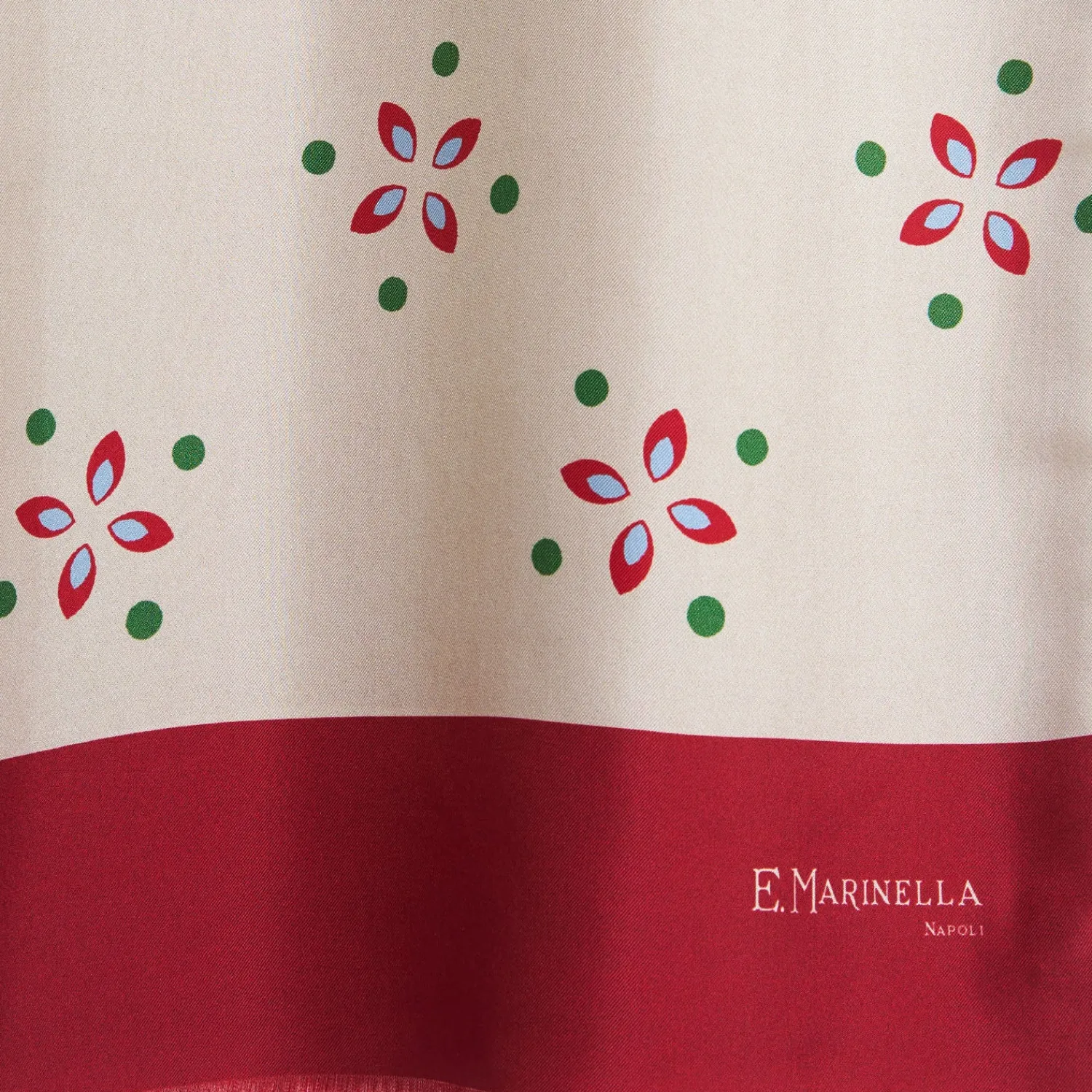 E.Marinella Sciarpe In Seta|SCIARPA TUBOLARE BEIGE IN SETA TWILL Pois e fiori