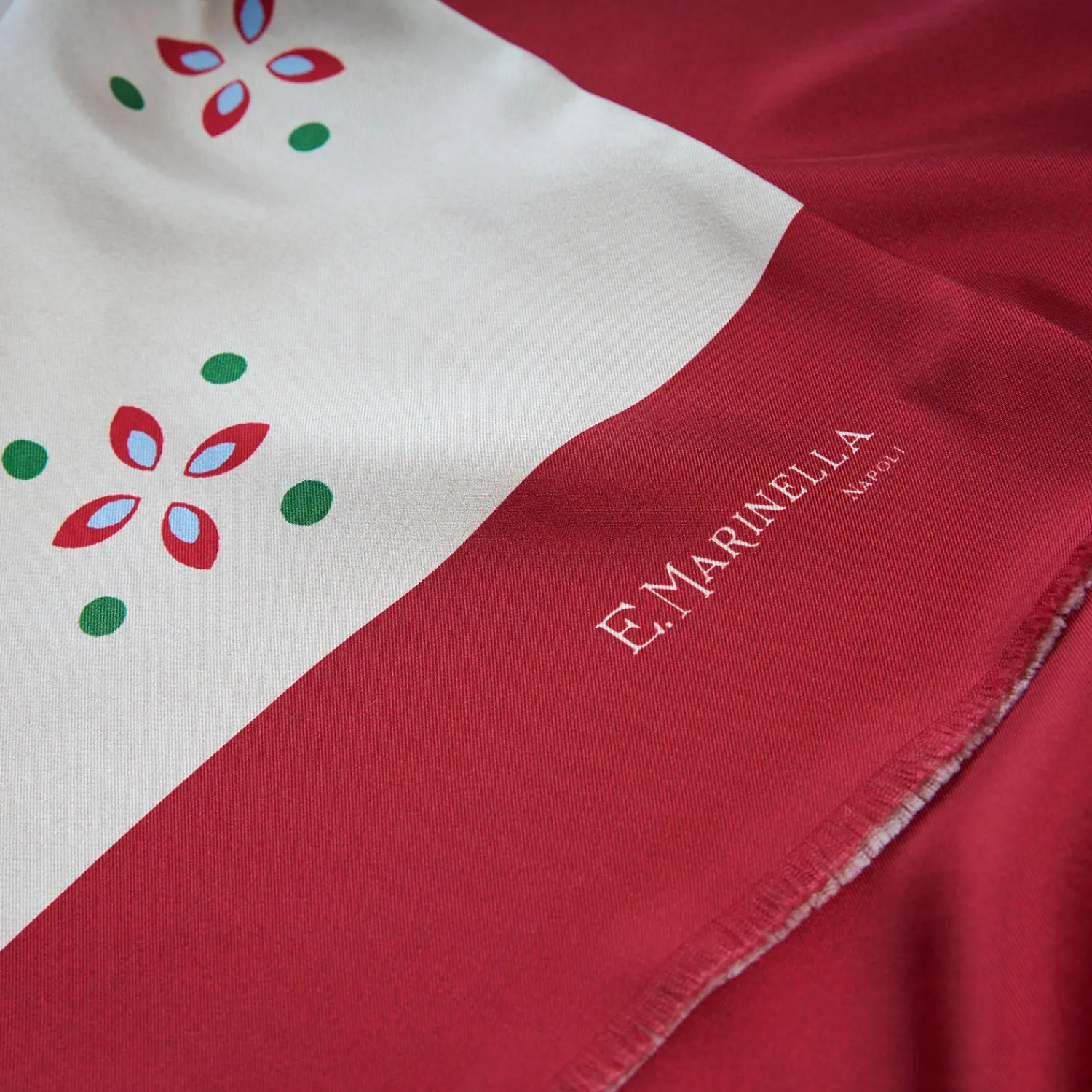 E.Marinella Sciarpe In Seta|SCIARPA TUBOLARE BEIGE IN SETA TWILL Pois e fiori