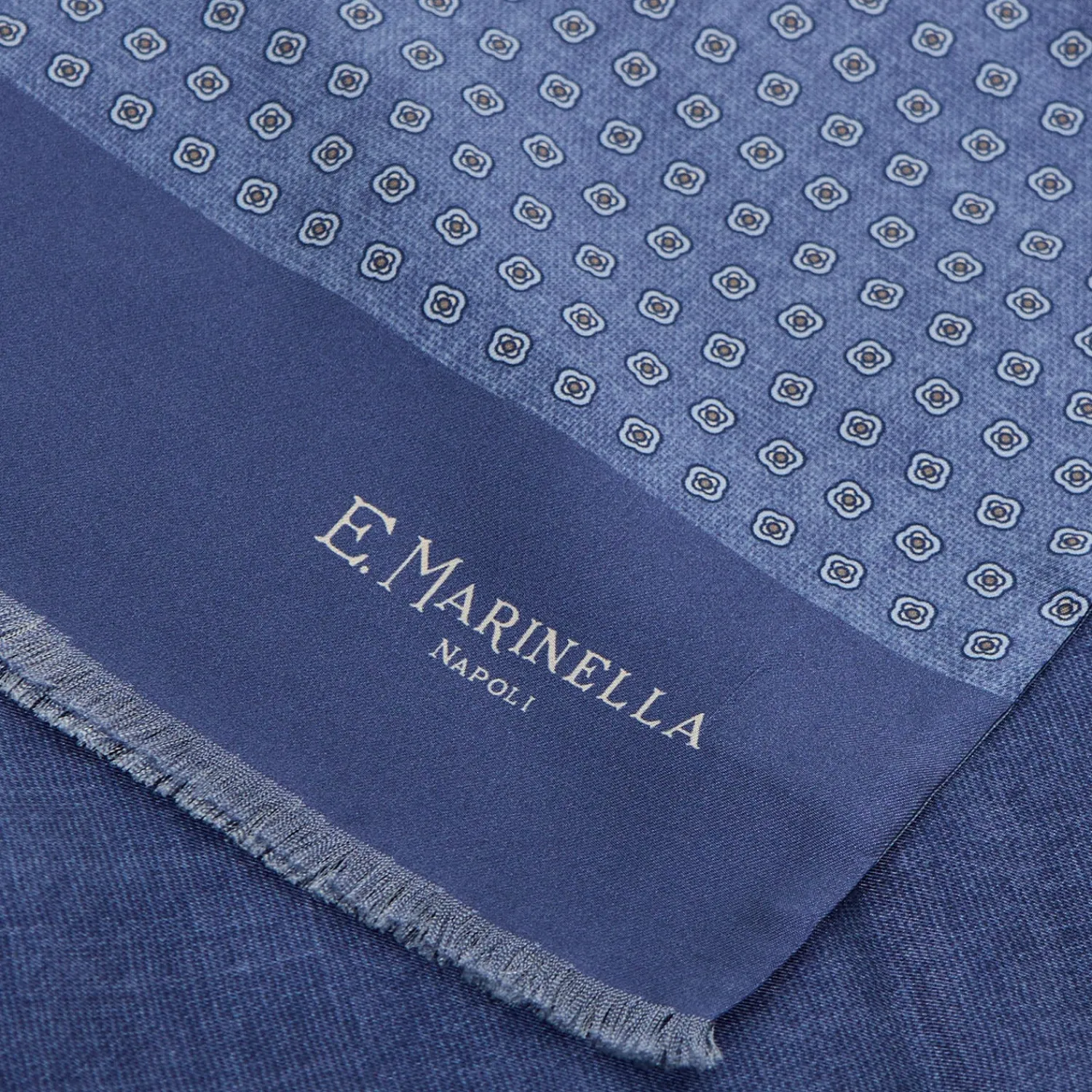 E.Marinella Sciarpe In Seta|SCIARPA TUBOLARE BLU IN SETA TWILL Classic daisy