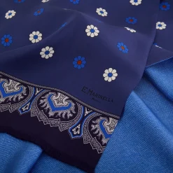 E.Marinella Sciarpe In Seta|SCIARPA TUBOLARE BLU IN SETA TWILL Floral drift