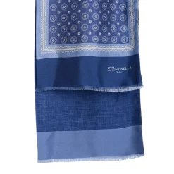 E.Marinella Sciarpe In Seta|SCIARPA TUBOLARE BLU IN SETA TWILL Busy pattern