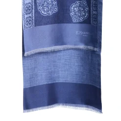 E.Marinella Sciarpe In Seta|SCIARPA TUBOLARE BLU IN SETA TWILL Classic daisy