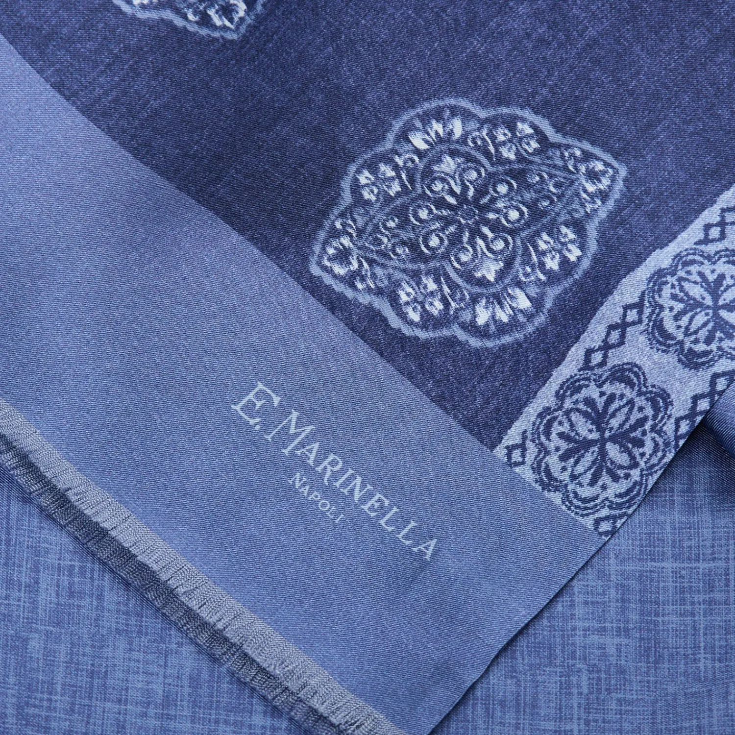 E.Marinella Sciarpe In Seta|SCIARPA TUBOLARE BLU IN SETA TWILL Classic daisy