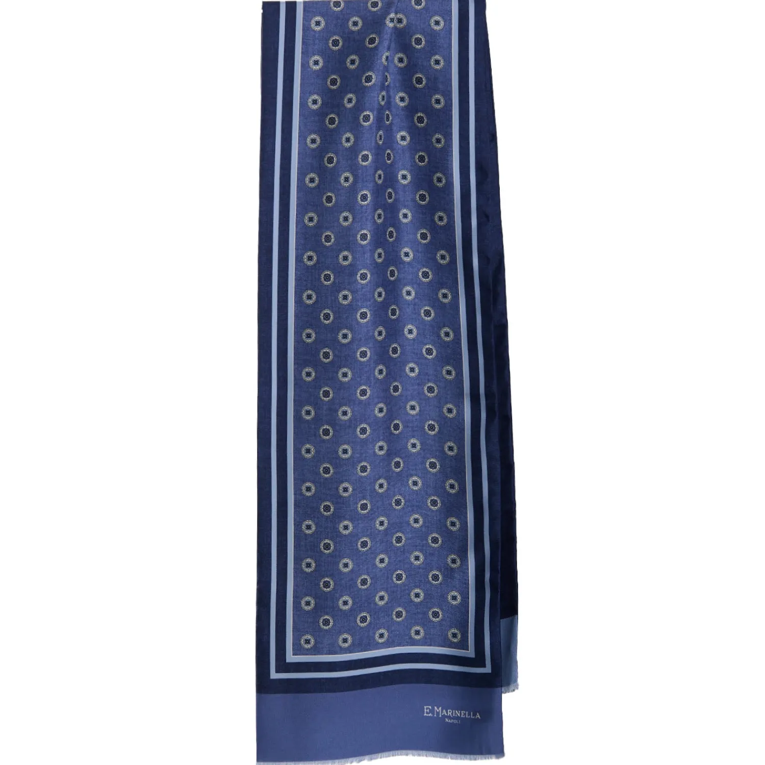 E.Marinella Sciarpe In Seta|SCIARPA TUBOLARE BLU IN SETA TWILL Classic daisy