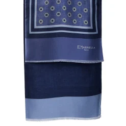 E.Marinella Sciarpe In Seta|SCIARPA TUBOLARE BLU IN SETA TWILL Classic daisy