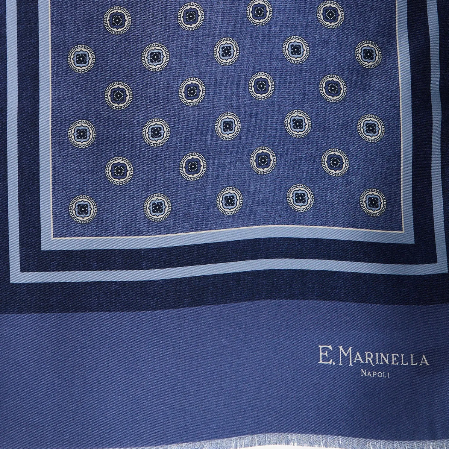 E.Marinella Sciarpe In Seta|SCIARPA TUBOLARE BLU IN SETA TWILL Classic daisy