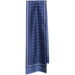 E.Marinella Sciarpe In Seta|SCIARPA TUBOLARE BLU IN SETA TWILL Classic daisy