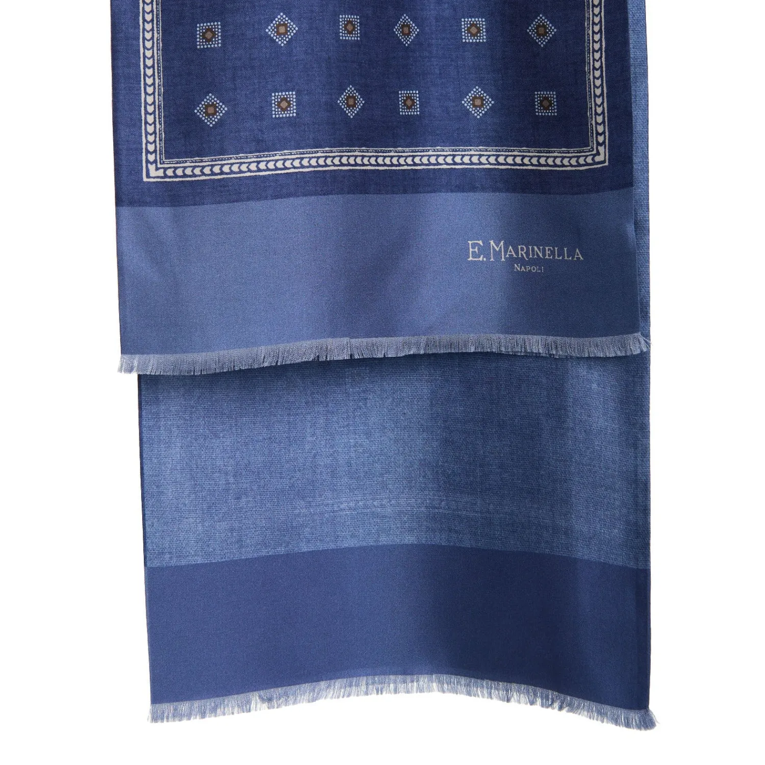 E.Marinella Sciarpe In Seta|SCIARPA TUBOLARE BLU IN SETA TWILL Classic daisy