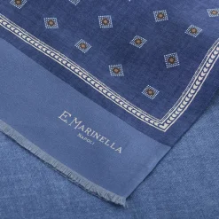 E.Marinella Sciarpe In Seta|SCIARPA TUBOLARE BLU IN SETA TWILL Classic daisy