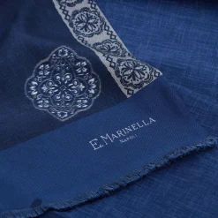 E.Marinella Sciarpe In Seta|SCIARPA TUBOLARE BLU SCURO IN SETA TWILL Classic daisy