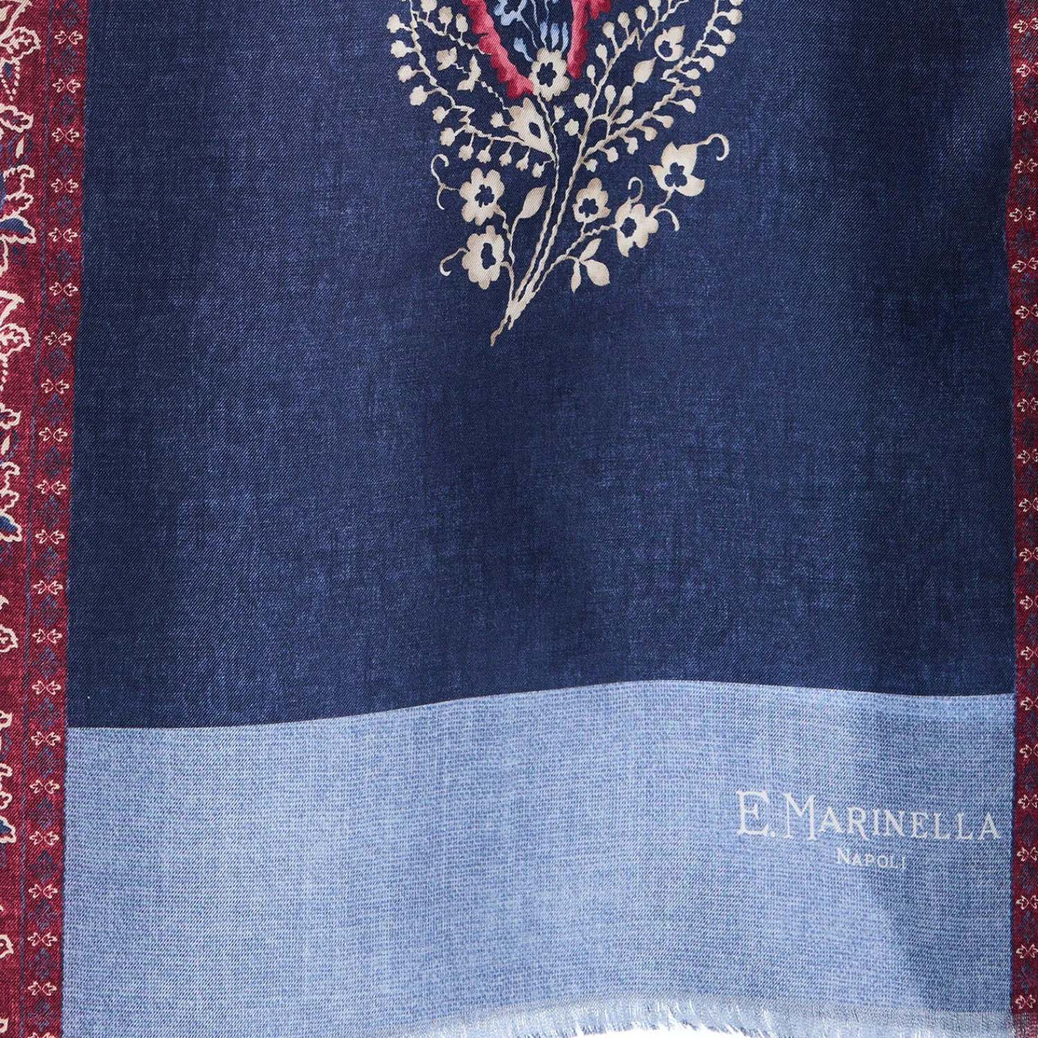 E.Marinella Sciarpe In Seta|SCIARPA TUBOLARE BLU SCURO IN SETA TWILL Paisley pattern