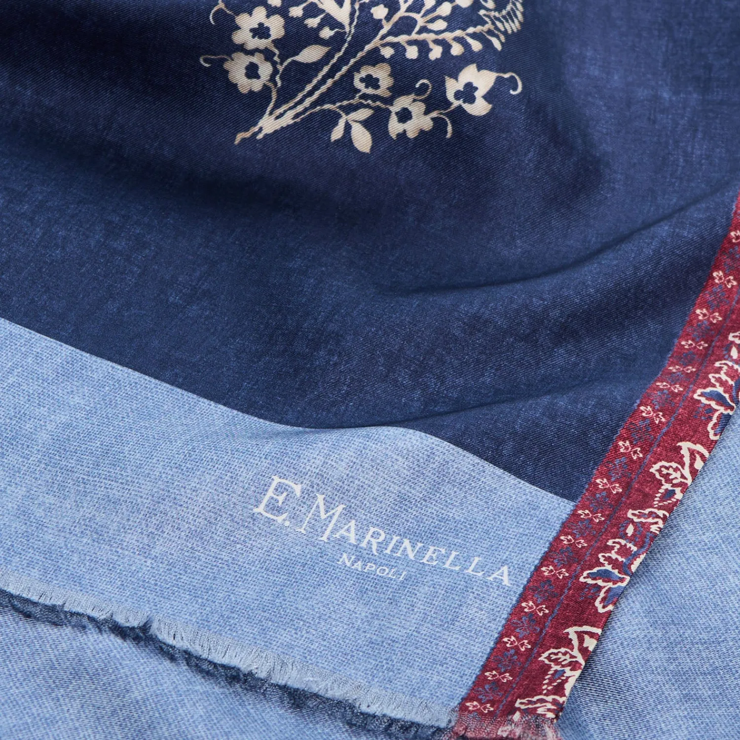 E.Marinella Sciarpe In Seta|SCIARPA TUBOLARE BLU SCURO IN SETA TWILL Paisley pattern