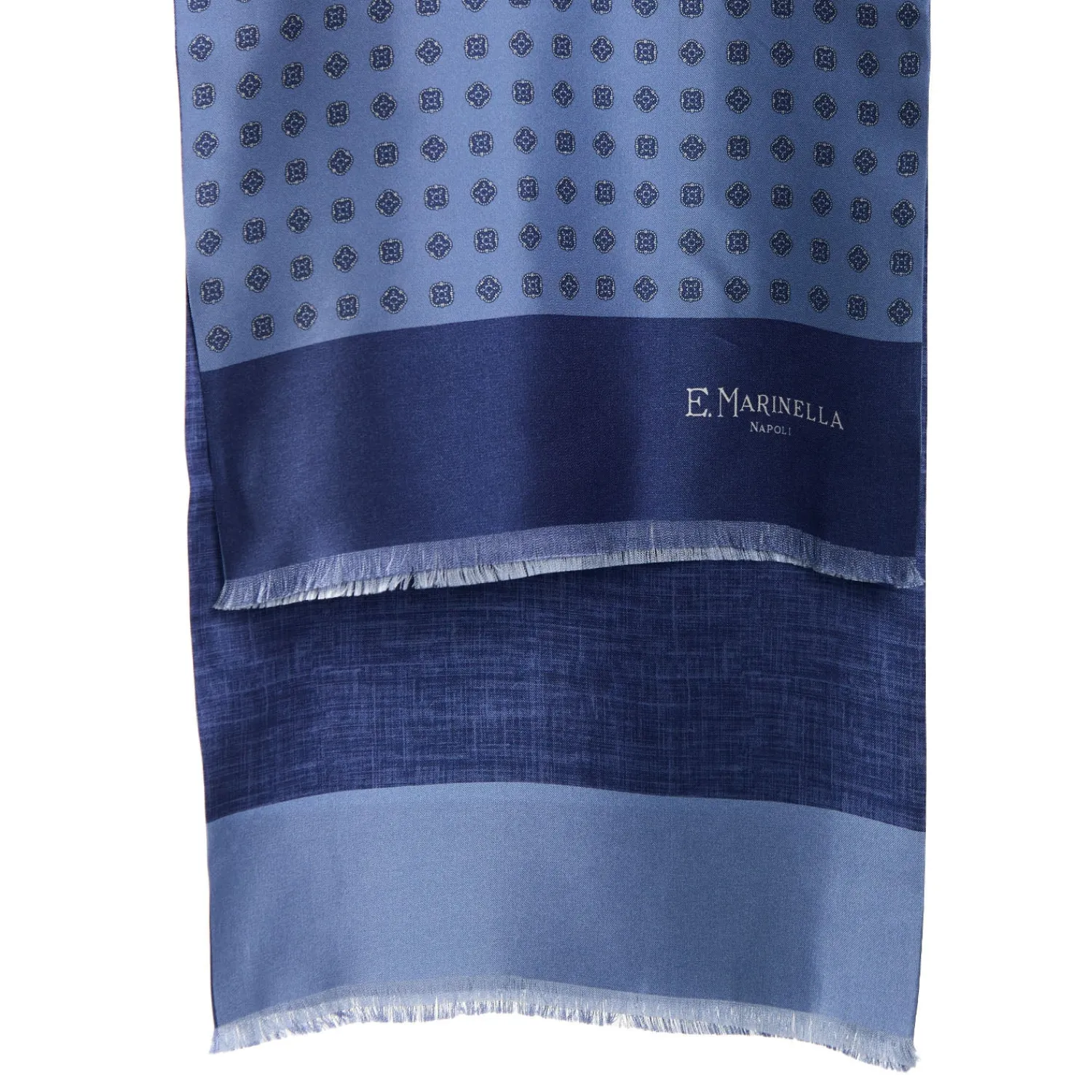 E.Marinella Sciarpe In Seta|SCIARPA TUBOLARE BLU SCUROIN SETA TWILL Classic daisy