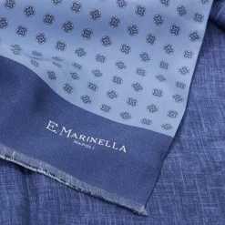 E.Marinella Sciarpe In Seta|SCIARPA TUBOLARE BLU SCUROIN SETA TWILL Classic daisy