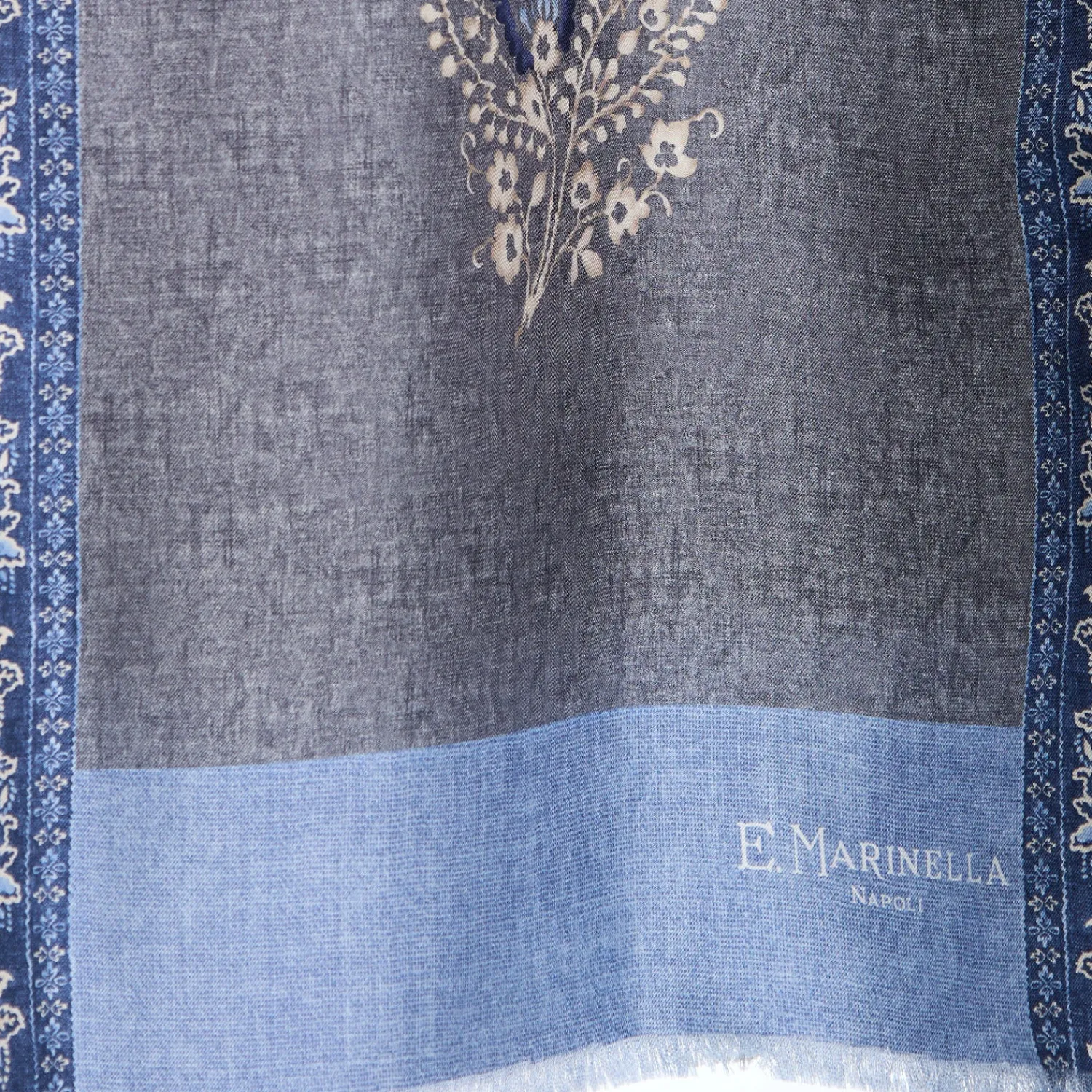 E.Marinella Sciarpe In Seta|SCIARPA TUBOLARE GRIGIA IN SETA TWILL Paisley pattern