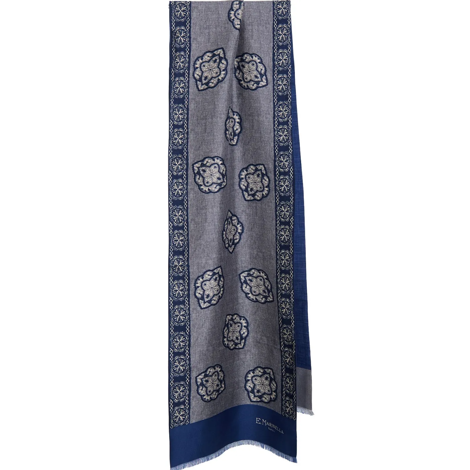E.Marinella Sciarpe In Seta|SCIARPA TUBOLARE GRIGIO SCURO IN SETA TWILL Classic daisy