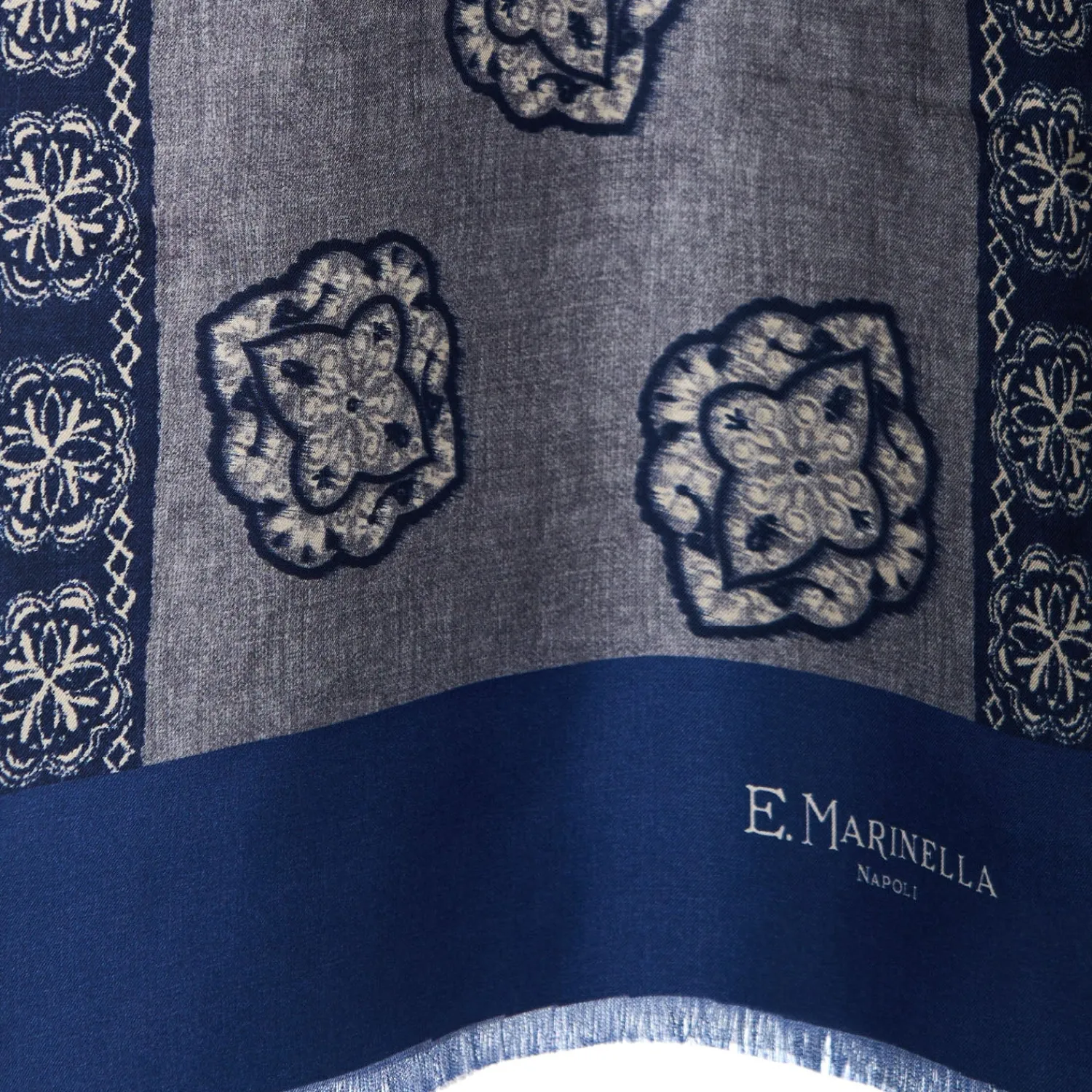 E.Marinella Sciarpe In Seta|SCIARPA TUBOLARE GRIGIO SCURO IN SETA TWILL Classic daisy