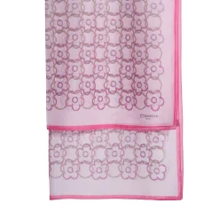 E.Marinella Sciarpe Estive|SCIARPA TUBOLARE IN VOILE DI COTONE E SETA ROSA Fiore monogram 100