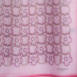 E.Marinella Sciarpe Estive|SCIARPA TUBOLARE IN VOILE DI COTONE E SETA ROSA Fiore monogram 100