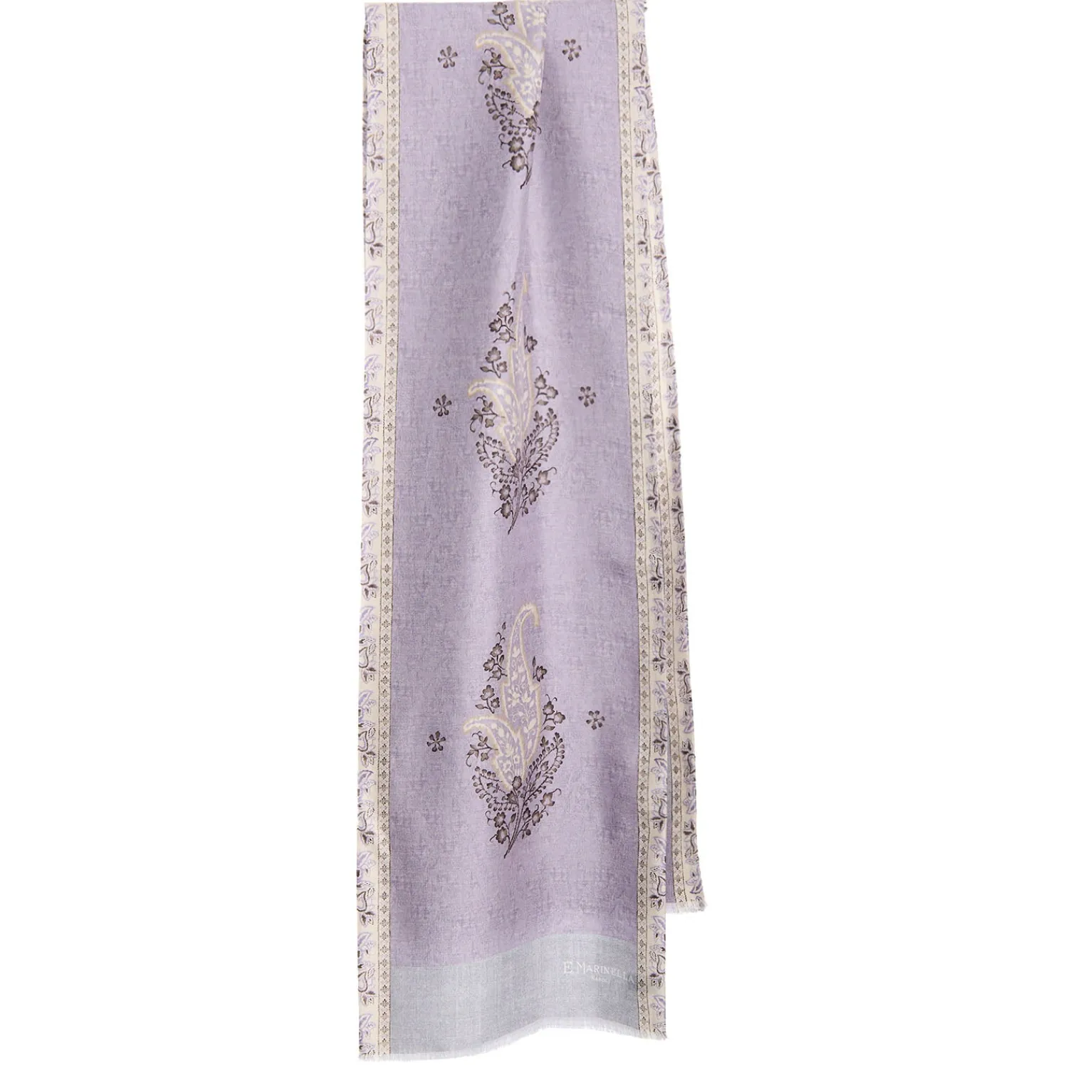 E.Marinella Sciarpe In Seta|SCIARPA TUBOLARE LILLA IN SETA TWILL Paisley pattern