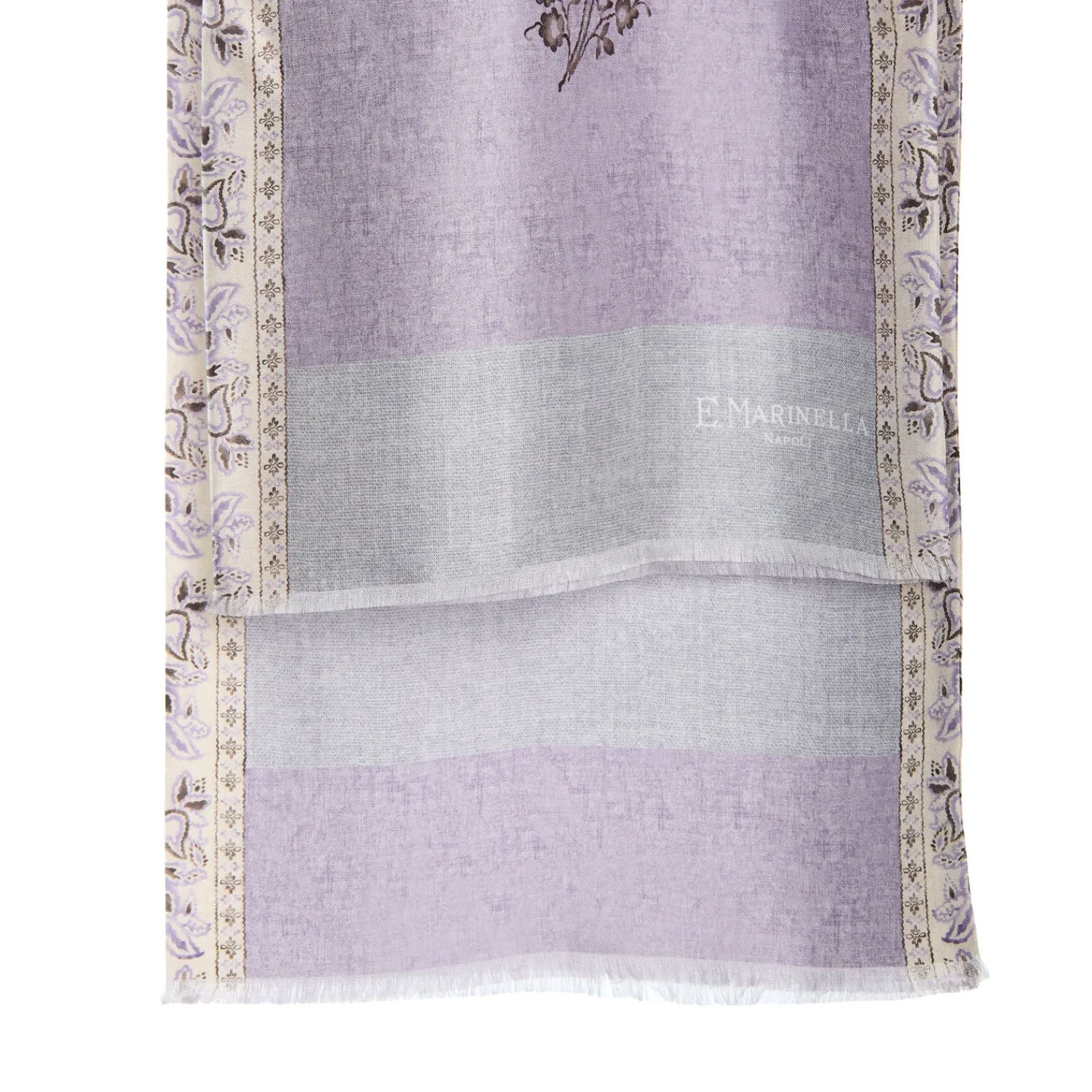E.Marinella Sciarpe In Seta|SCIARPA TUBOLARE LILLA IN SETA TWILL Paisley pattern