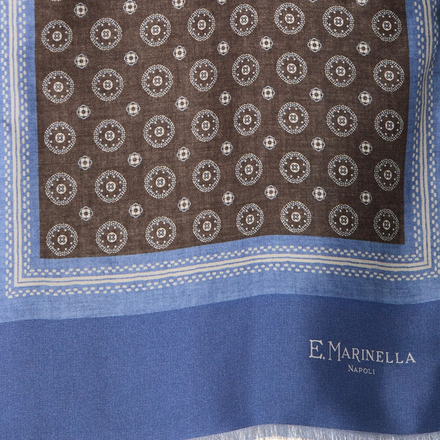 E.Marinella Sciarpe In Seta|SCIARPA TUBOLARE MARRONE IN SETA TWILL Classic daisy