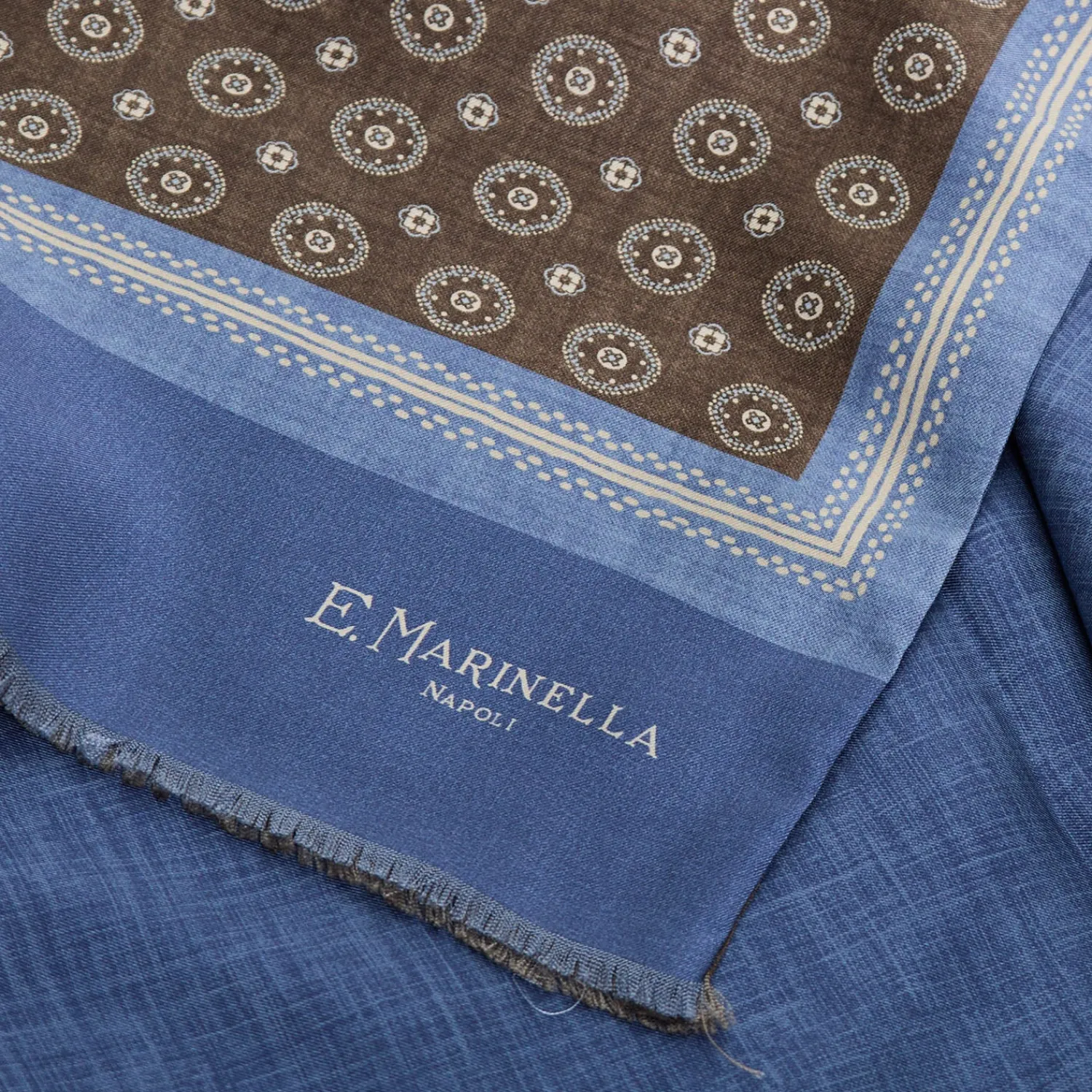 E.Marinella Sciarpe In Seta|SCIARPA TUBOLARE MARRONE IN SETA TWILL Classic daisy