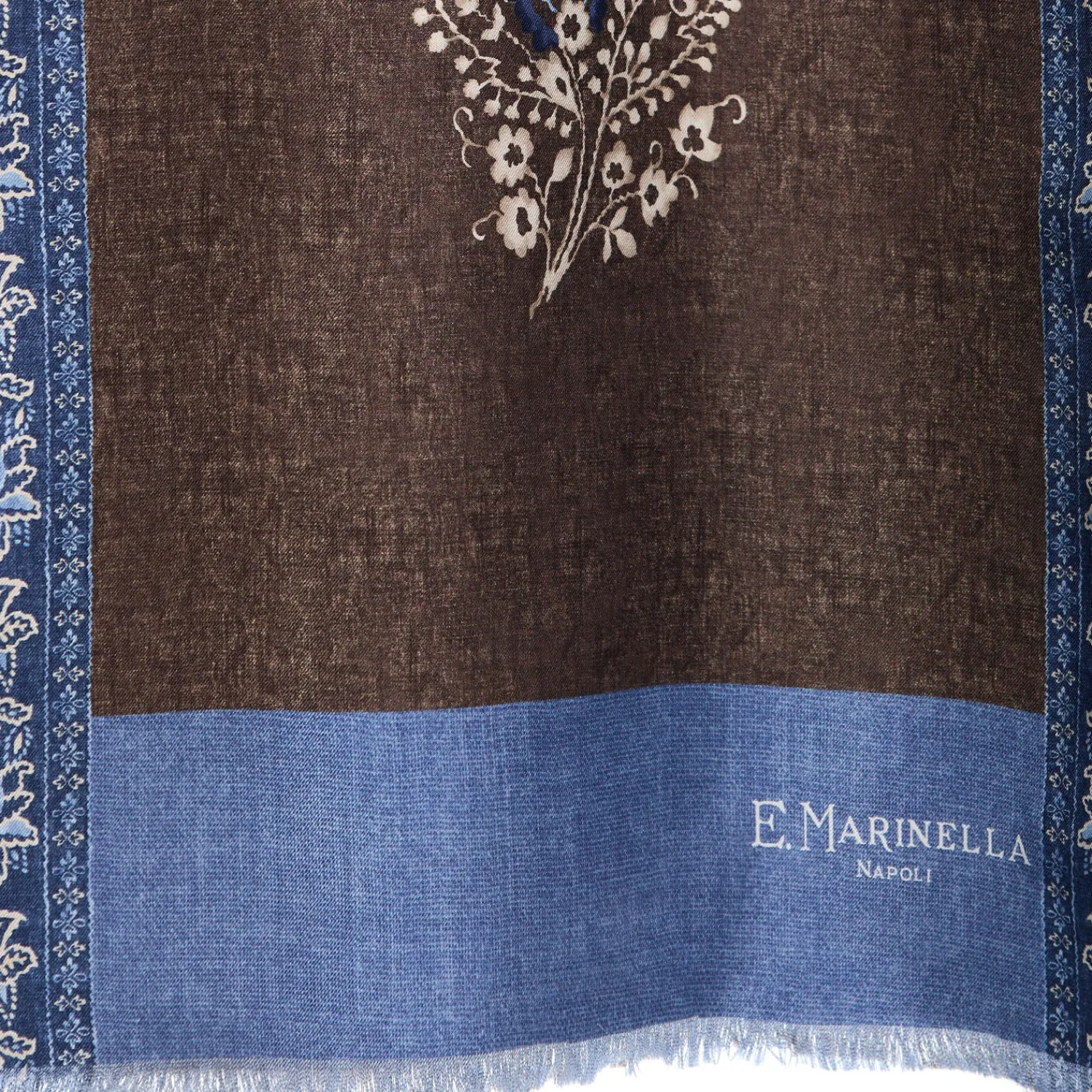 E.Marinella Sciarpe In Seta|SCIARPA TUBOLARE MARRONE SCURO IN SETA TWILL Paisley pattern