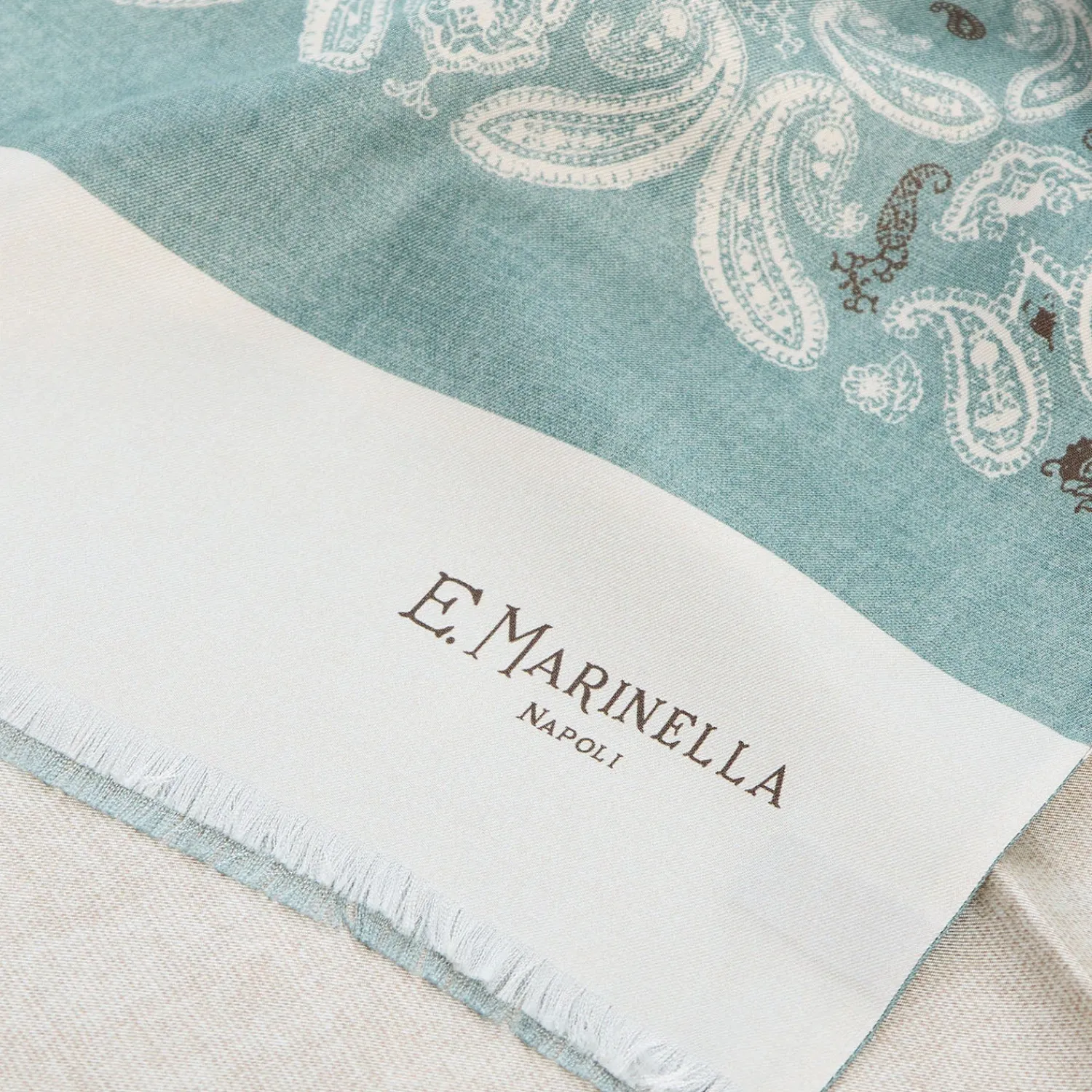 E.Marinella Sciarpe In Seta|SCIARPA TUBOLARE VERDE CHIARO IN SETA TWILL Busy pattern