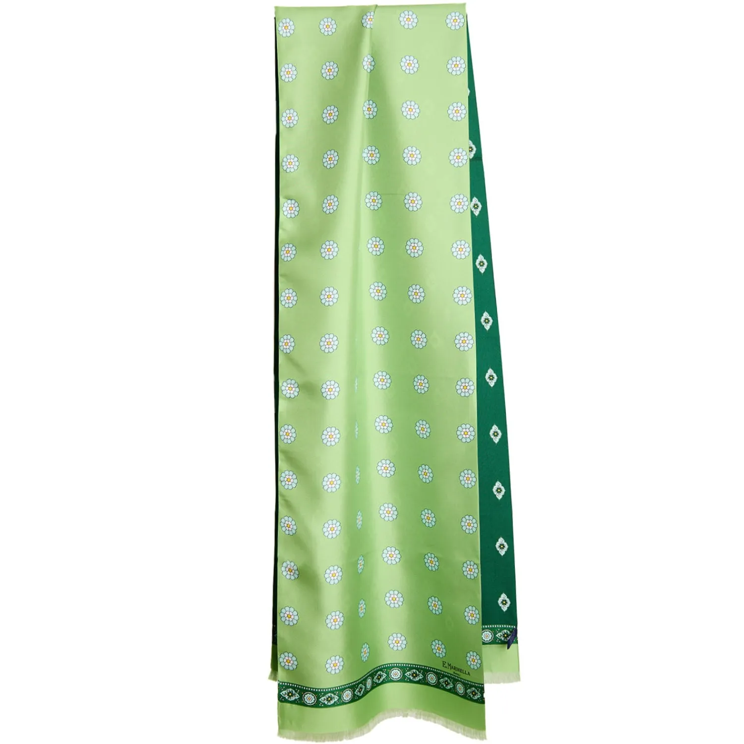 E.Marinella Sciarpe In Seta|SCIARPA TUBOLARE VERDE IN SETA TWILL Geometric harmony