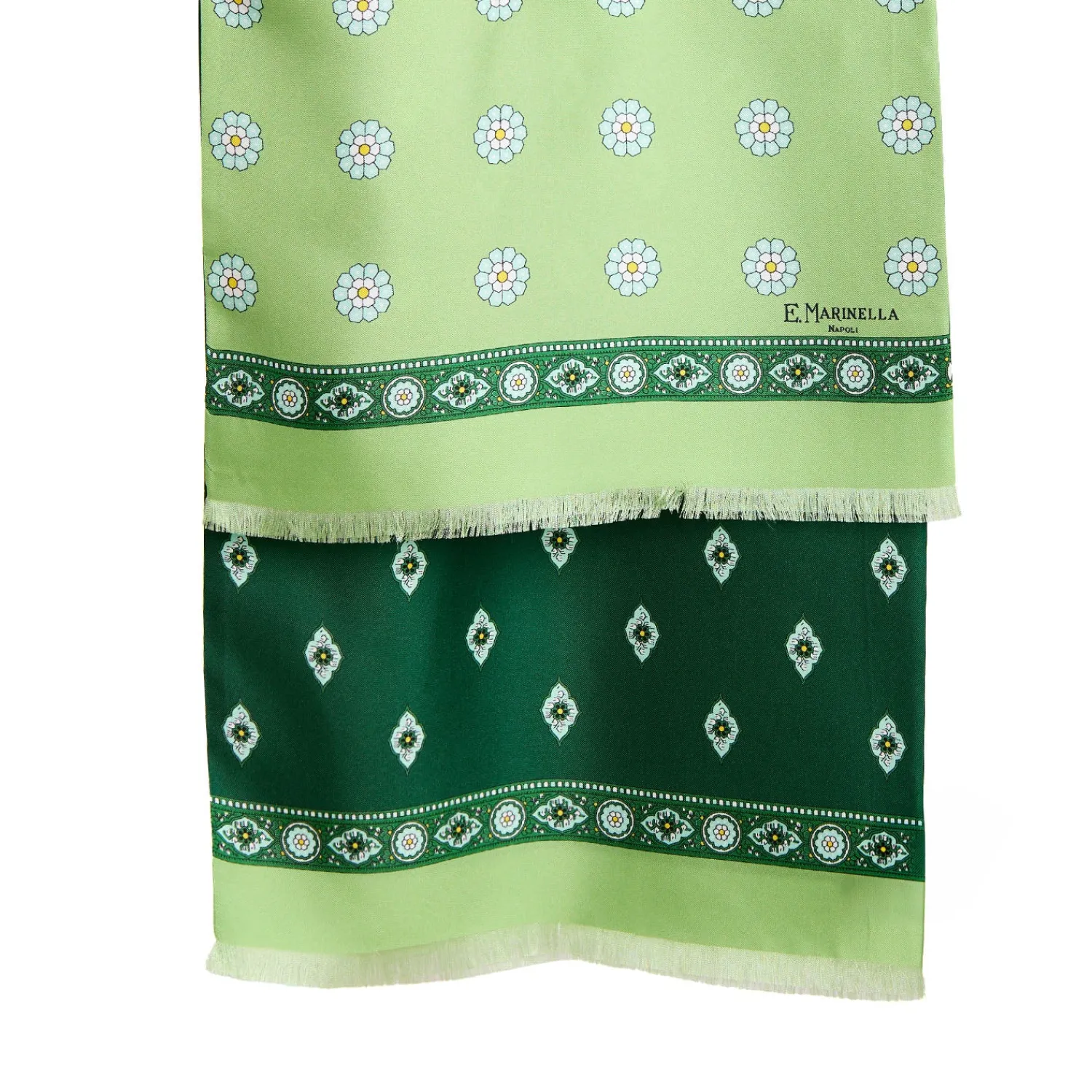 E.Marinella Sciarpe In Seta|SCIARPA TUBOLARE VERDE IN SETA TWILL Geometric harmony