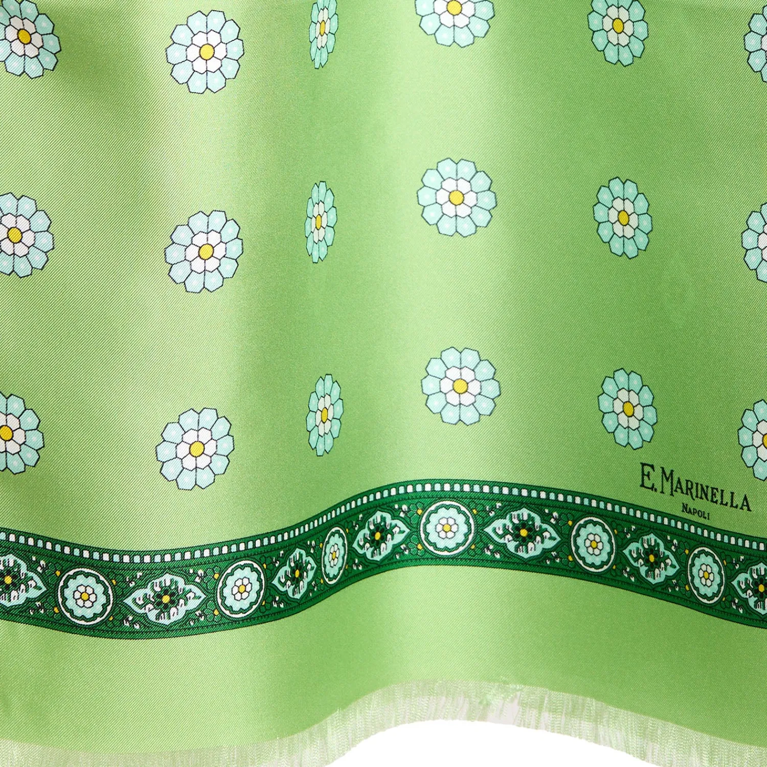 E.Marinella Sciarpe In Seta|SCIARPA TUBOLARE VERDE IN SETA TWILL Geometric harmony