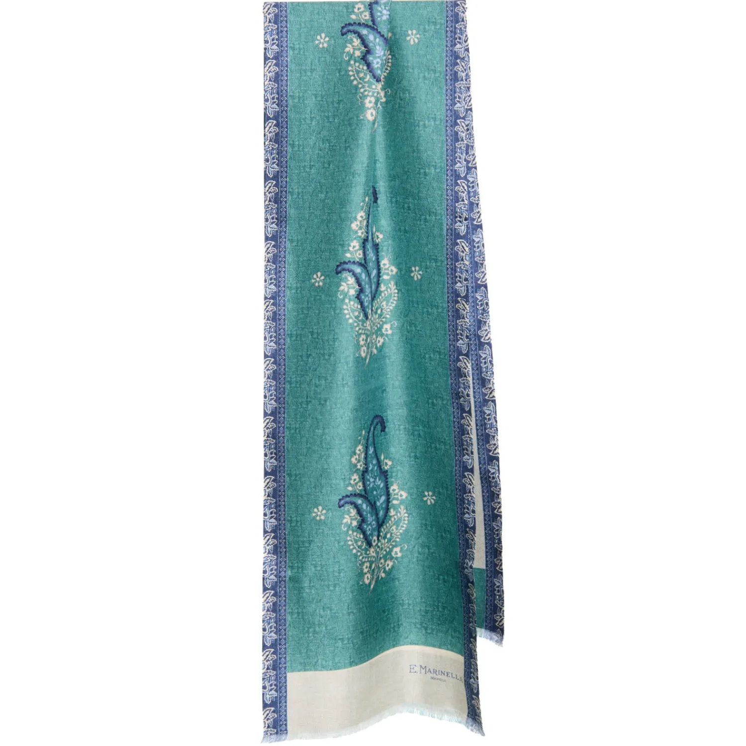 E.Marinella Sciarpe In Seta|SCIARPA TUBOLARE VERDE IN SETA TWILL Paisley pattern