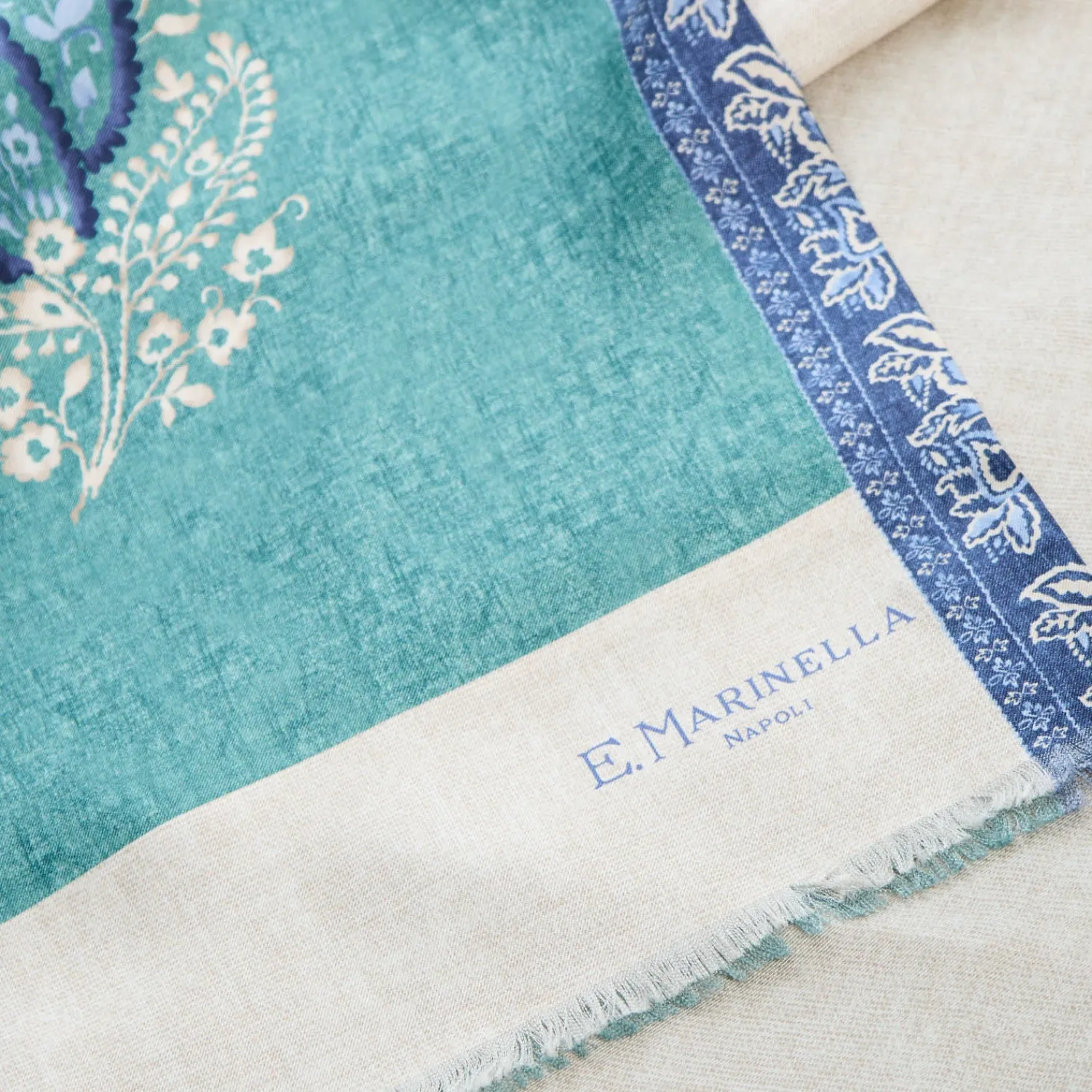 E.Marinella Sciarpe In Seta|SCIARPA TUBOLARE VERDE IN SETA TWILL Paisley pattern