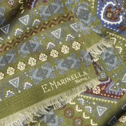 E.Marinella Sciarpe Invernali|SCIARPA TUBOLARE VERDE OLIVA In lana e seta