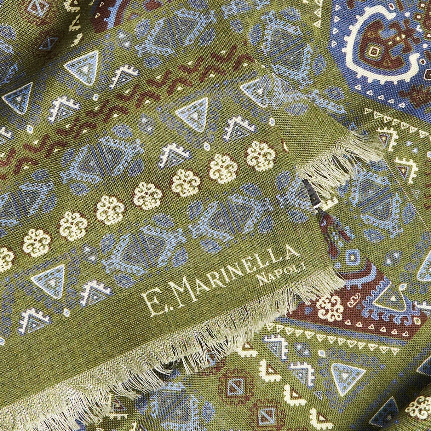 E.Marinella Sciarpe Invernali|SCIARPA TUBOLARE VERDE OLIVA In lana e seta