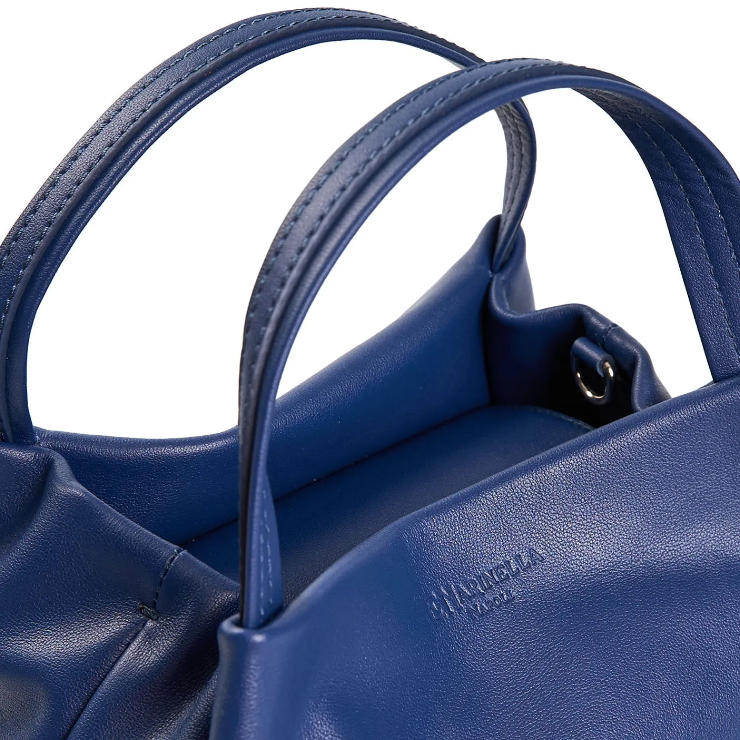 E.Marinella Mini Bag|SOFT MINI BAG BLU POLVERE In pelle liscia