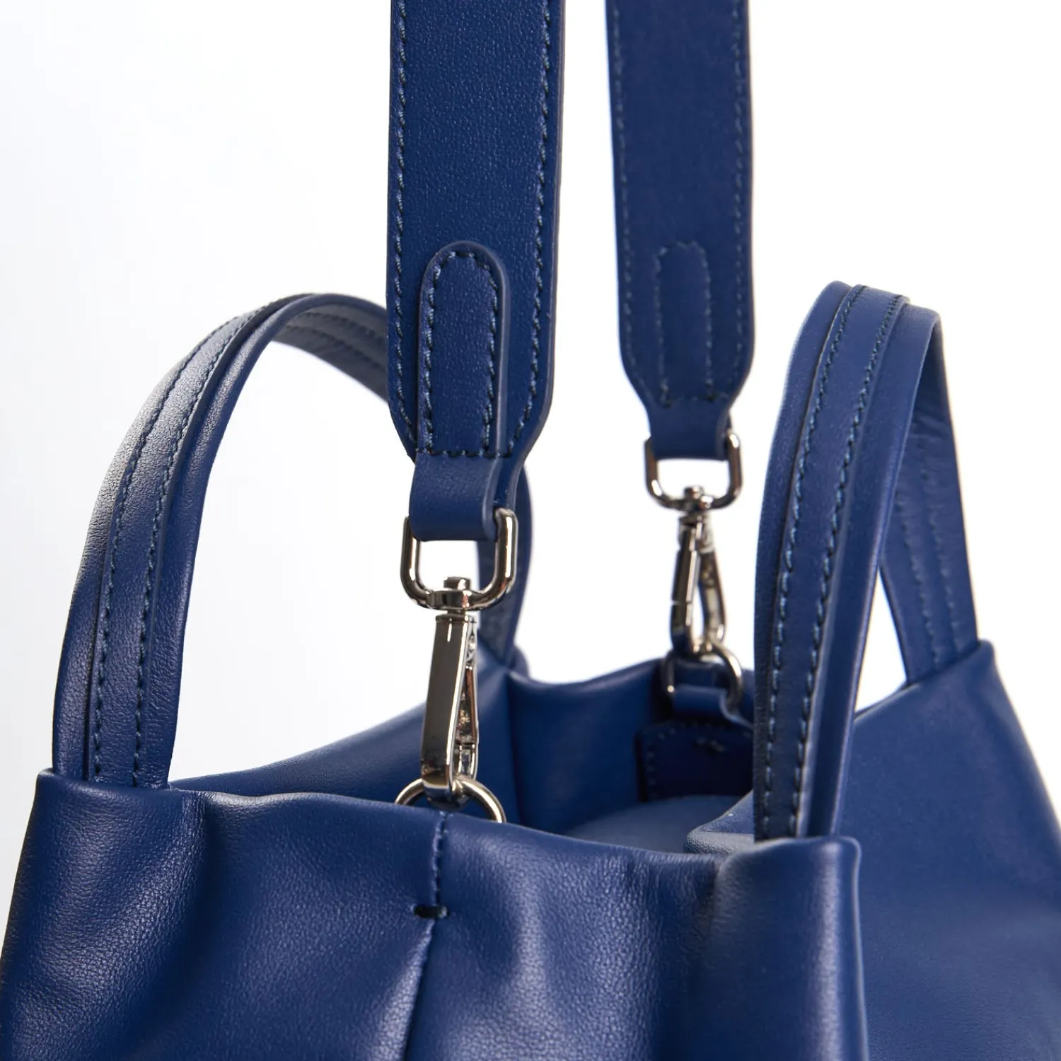 E.Marinella Mini Bag|SOFT MINI BAG BLU POLVERE In pelle liscia