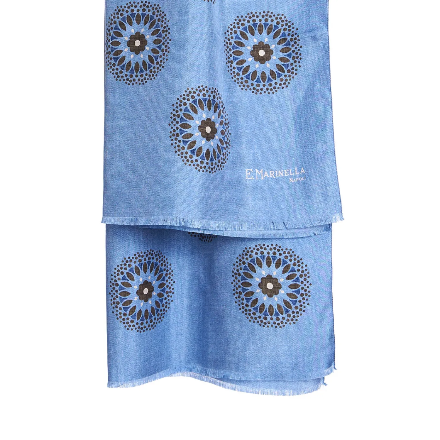 E.Marinella Sciarpe In Seta|STOLA AZZURRA IN SETA MADDER Collezione floreale