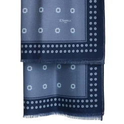 E.Marinella Sciarpe Invernali|STOLA AZZURRO POLVERE IN LANA Decorazioni floreali