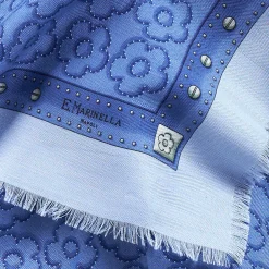 E.Marinella Sciarpe Invernali|STOLA AZZURRO POLVERE 115 IN LANA, SETA E CASHMERE Fiori d’archivio